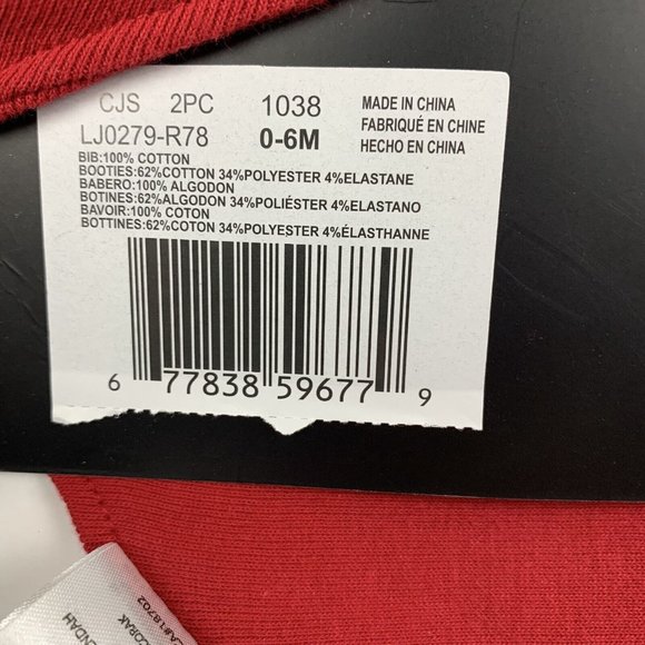 Nike Air Jordan Logo Bib Booties 2 Pcs Set 0-6 Months New Born Baby Cotton 6238 - Picture 5 of 6